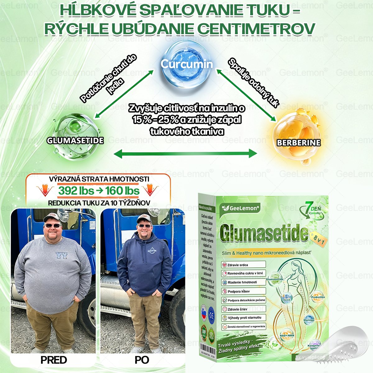 👉 Oficiálna certifikácia 🔥 Tisíce spokojných zákazníkov na Slovensku| ❤️ 𝐆𝐞𝑒𝐿𝑒𝐦𝐨𝐧® Glumasetide 10 v 1 Nano mikrotŕňový náplasť – Len raz denne ✅ Viditeľné zmeny za 7 dní na obezitu, ochabnutú pokožku a zdravie